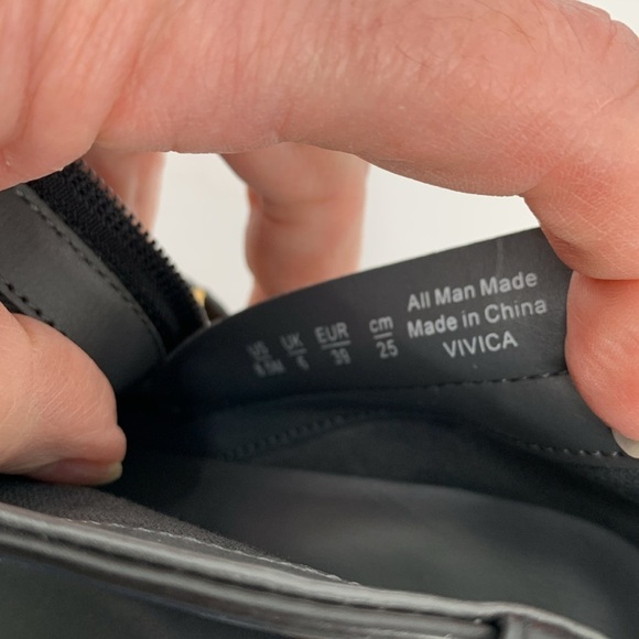 Franco Sarto Vivica ankle boots shoe heel black zipper vegan square toe 8.5 - Picture 6 of 6